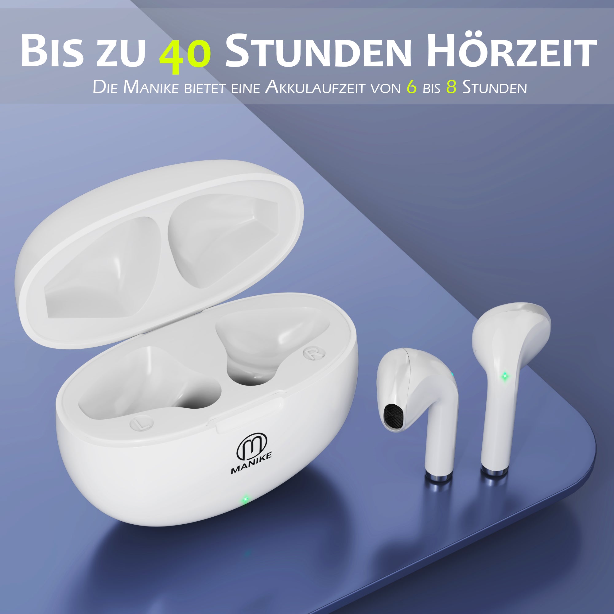 Manike AIRWAVE 704 Bluetooth Kopfhörer mit Hi-Fi Stereo Sound, ENC Geräuschunterdrückung, IPX7 Wasserschutz, Touch-Steuerung, 30h Akkulaufzeit